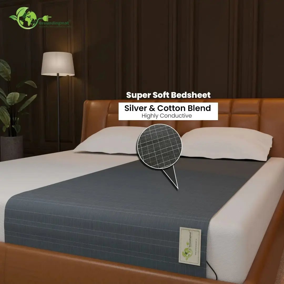 Earthing Bed Sheet Made with Conductive Silver Fiber and Cotton